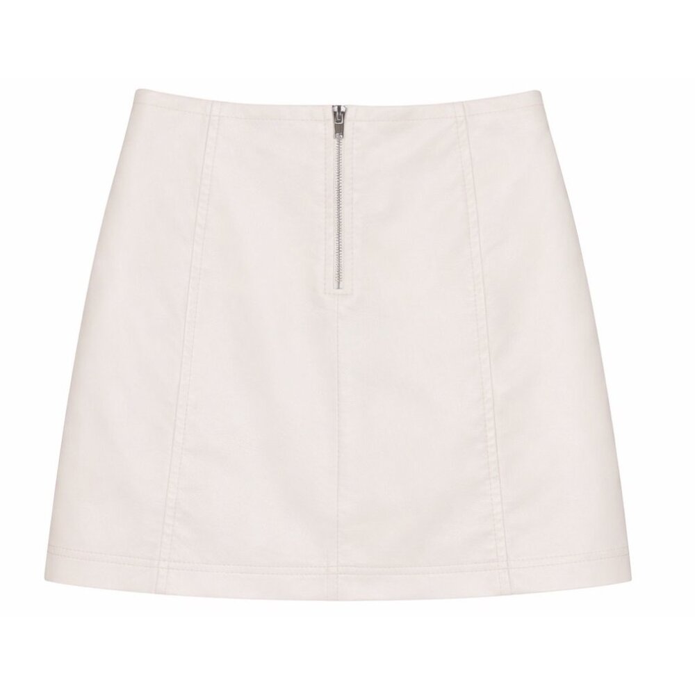 Free People Faux White Leather Mini Skirt Size 12 New With Tags - Picture 3 of 10